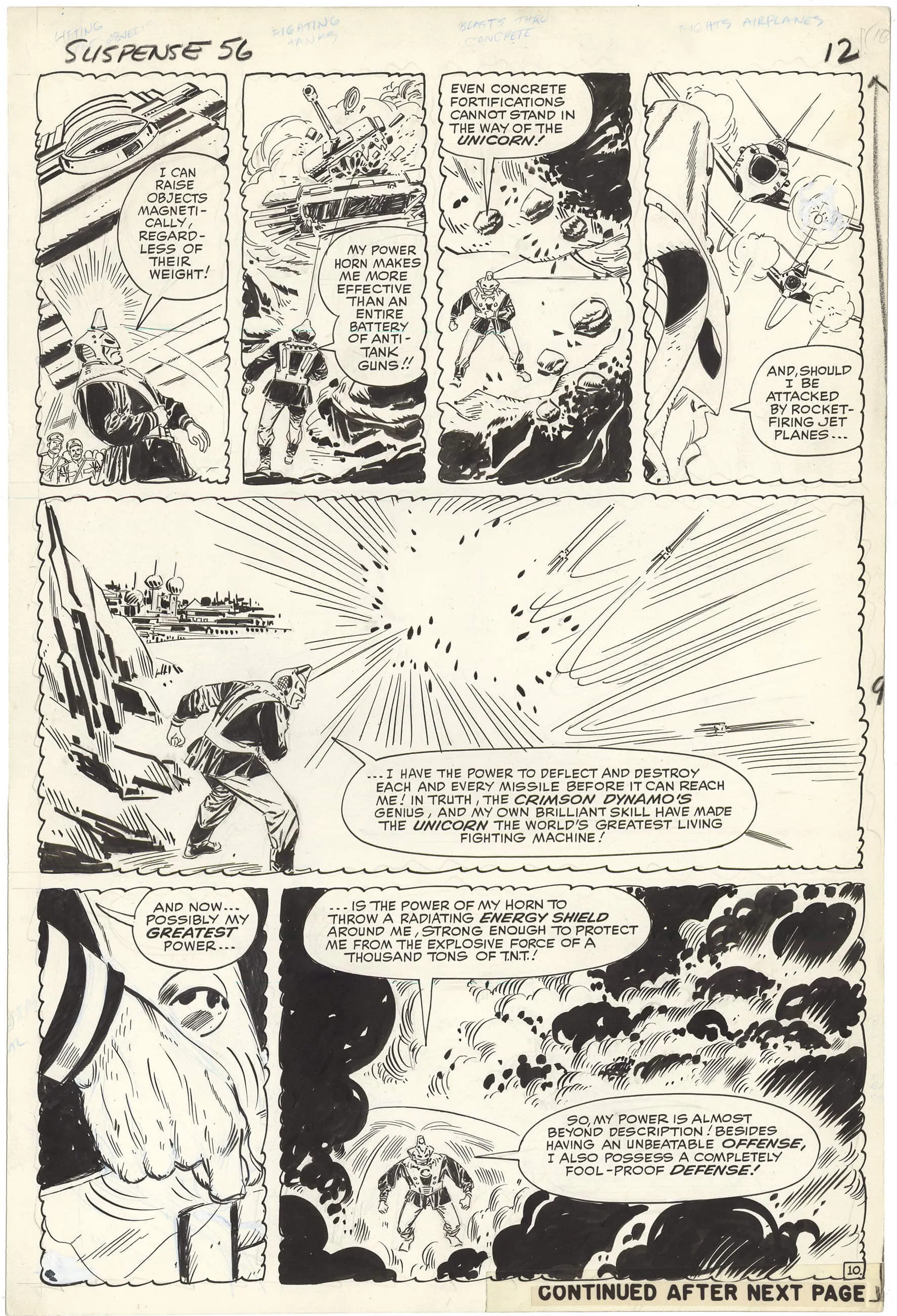 Tales Of Suspense #56 P10 (Intro-Origin Unicorn) Comic Art