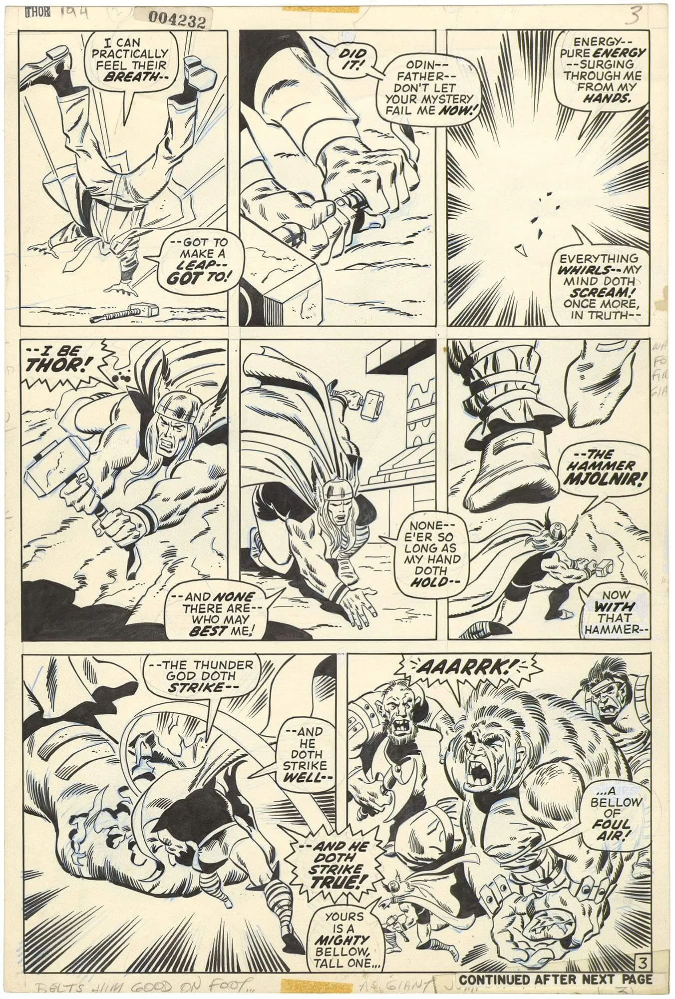 Thor #194 P3 (Transformation) Comic Art