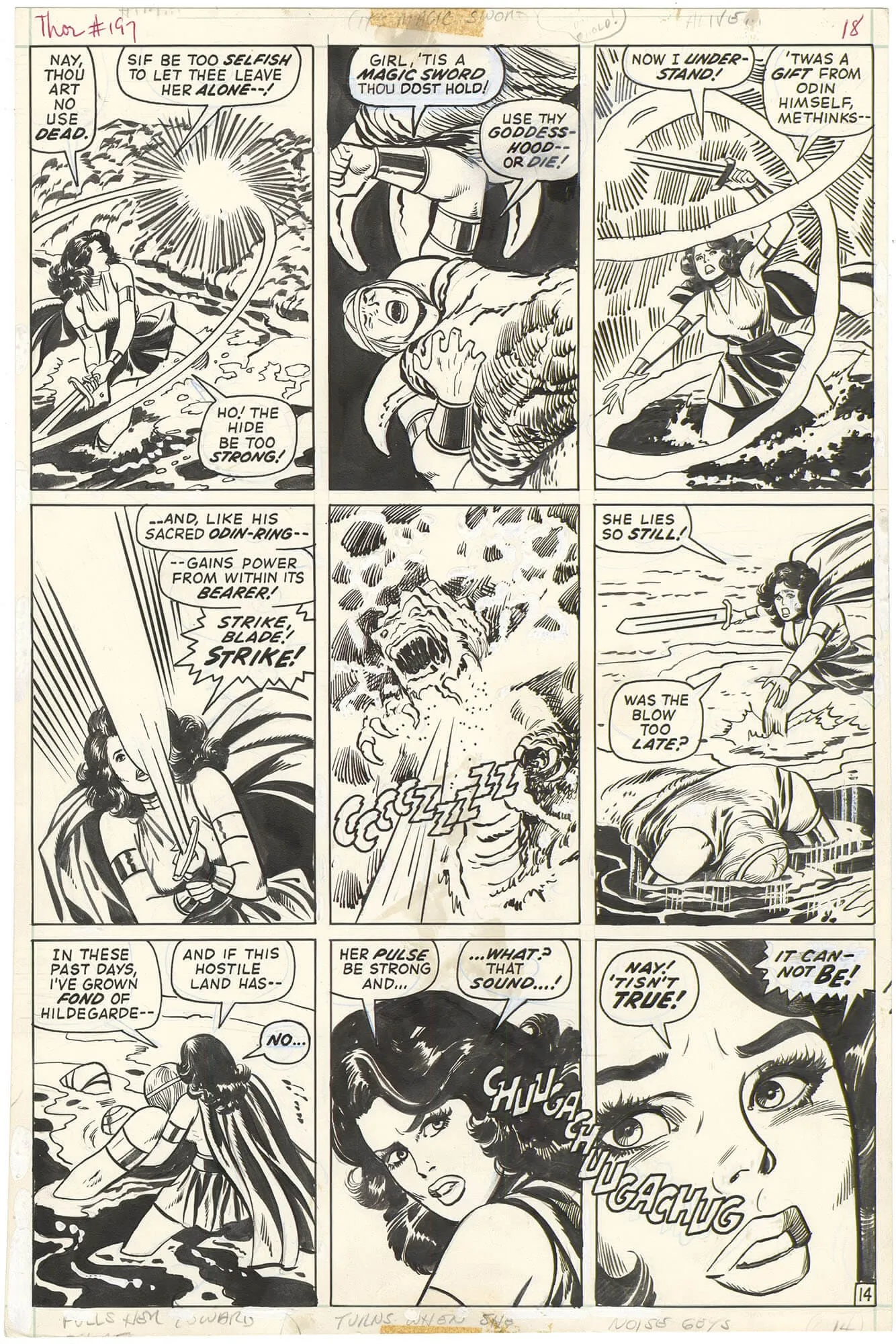 Thor #197 P14 (Lady Sif Magic) Comic Art