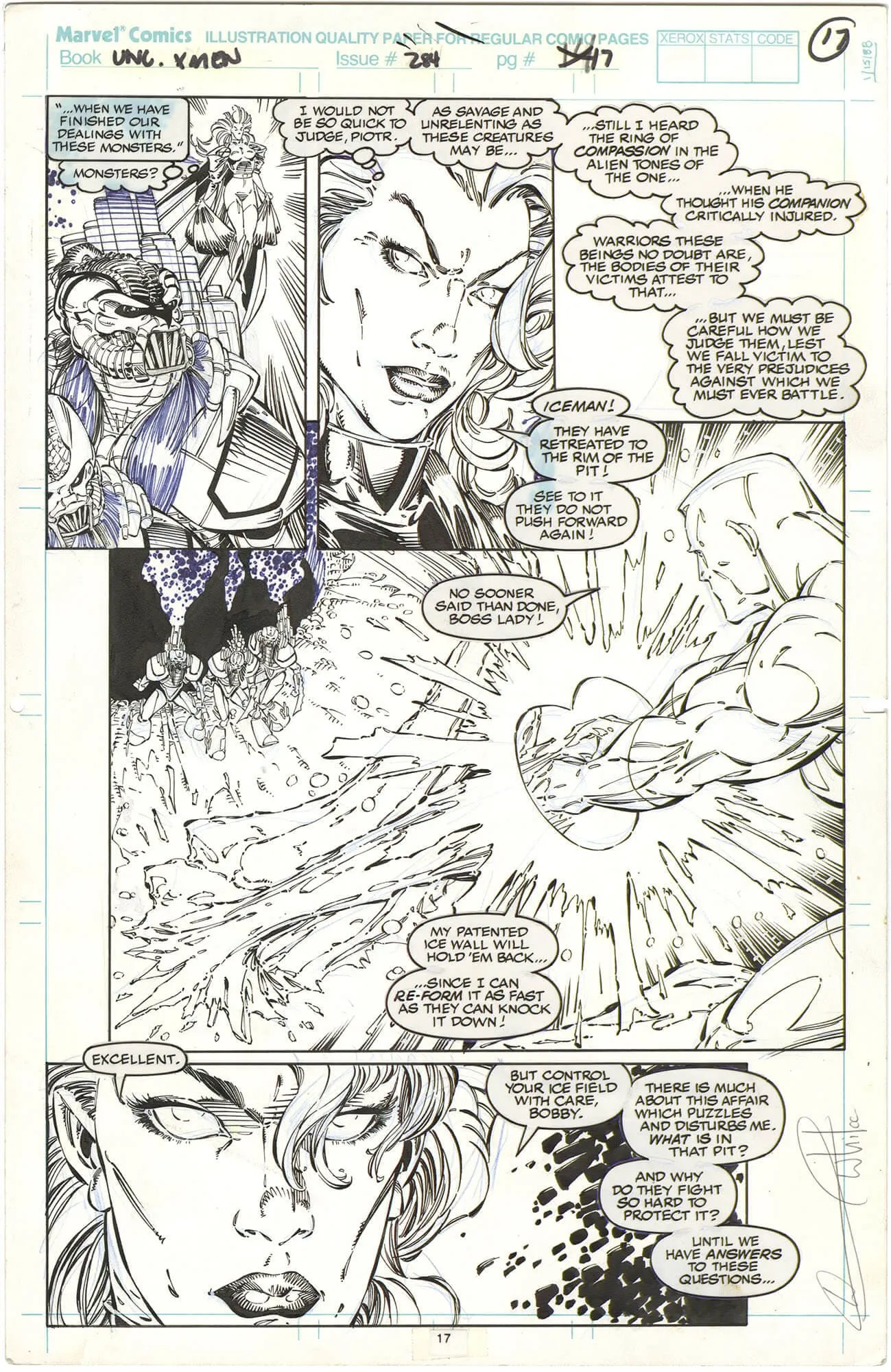 Uncanny X-Men #284 P17 (Signed) Comic Art