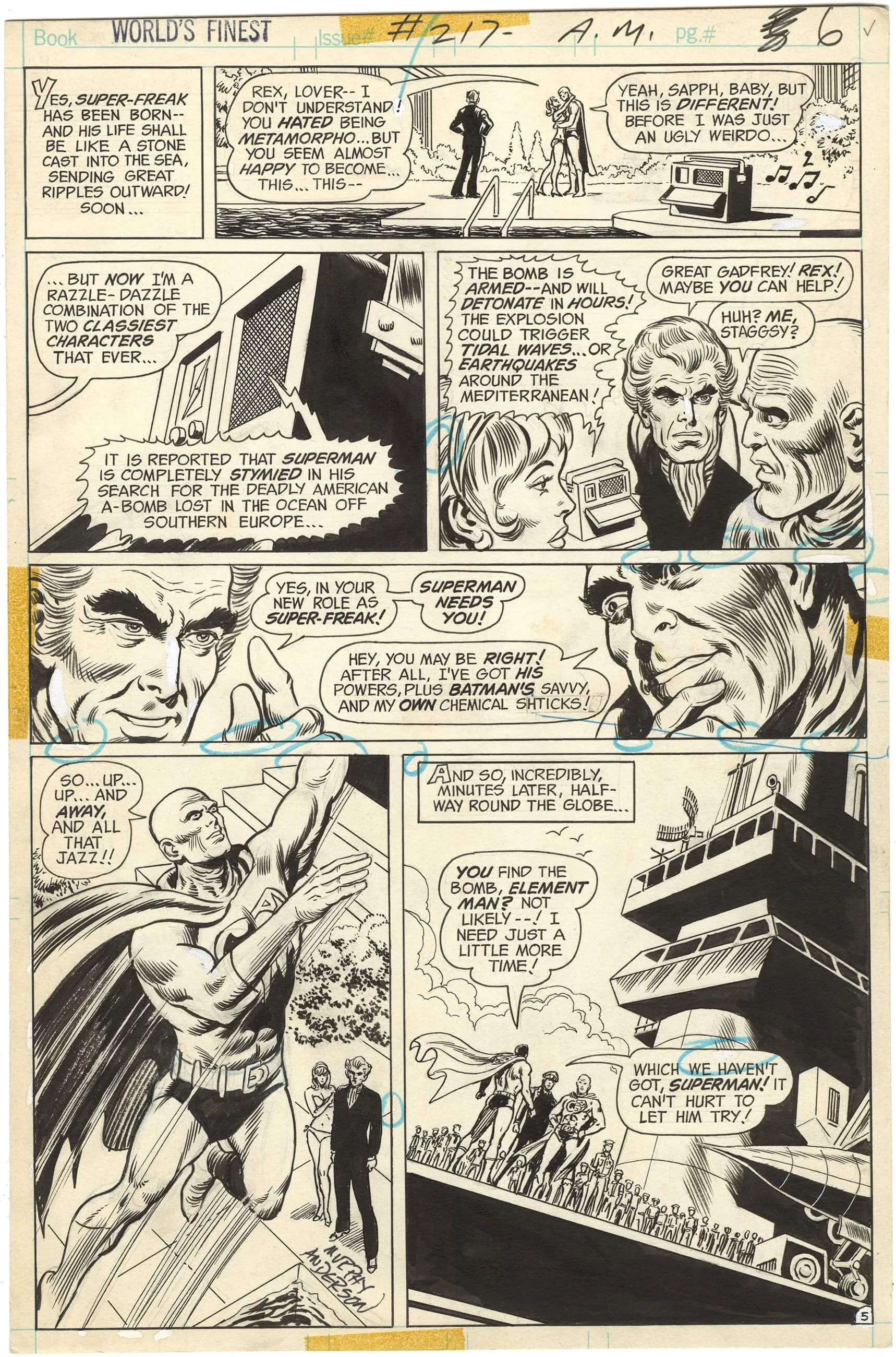 Worlds Finest Comics #217 P5 (Metamorpho!)(Signed) Comic Art