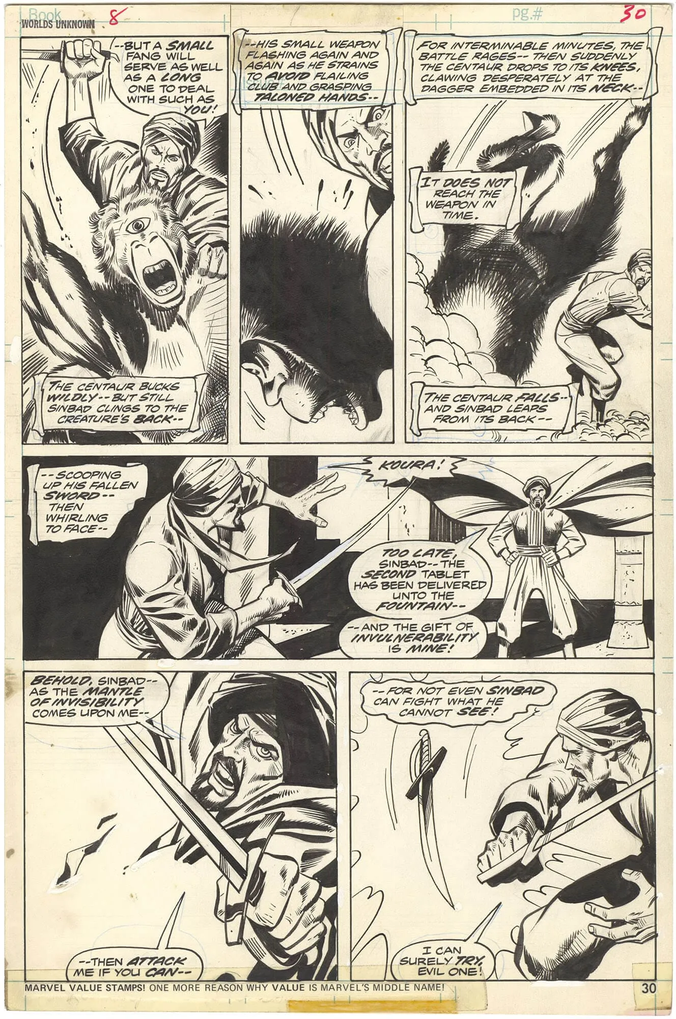 Worlds Unknown #8 P30 (Sinbad) Comic Art