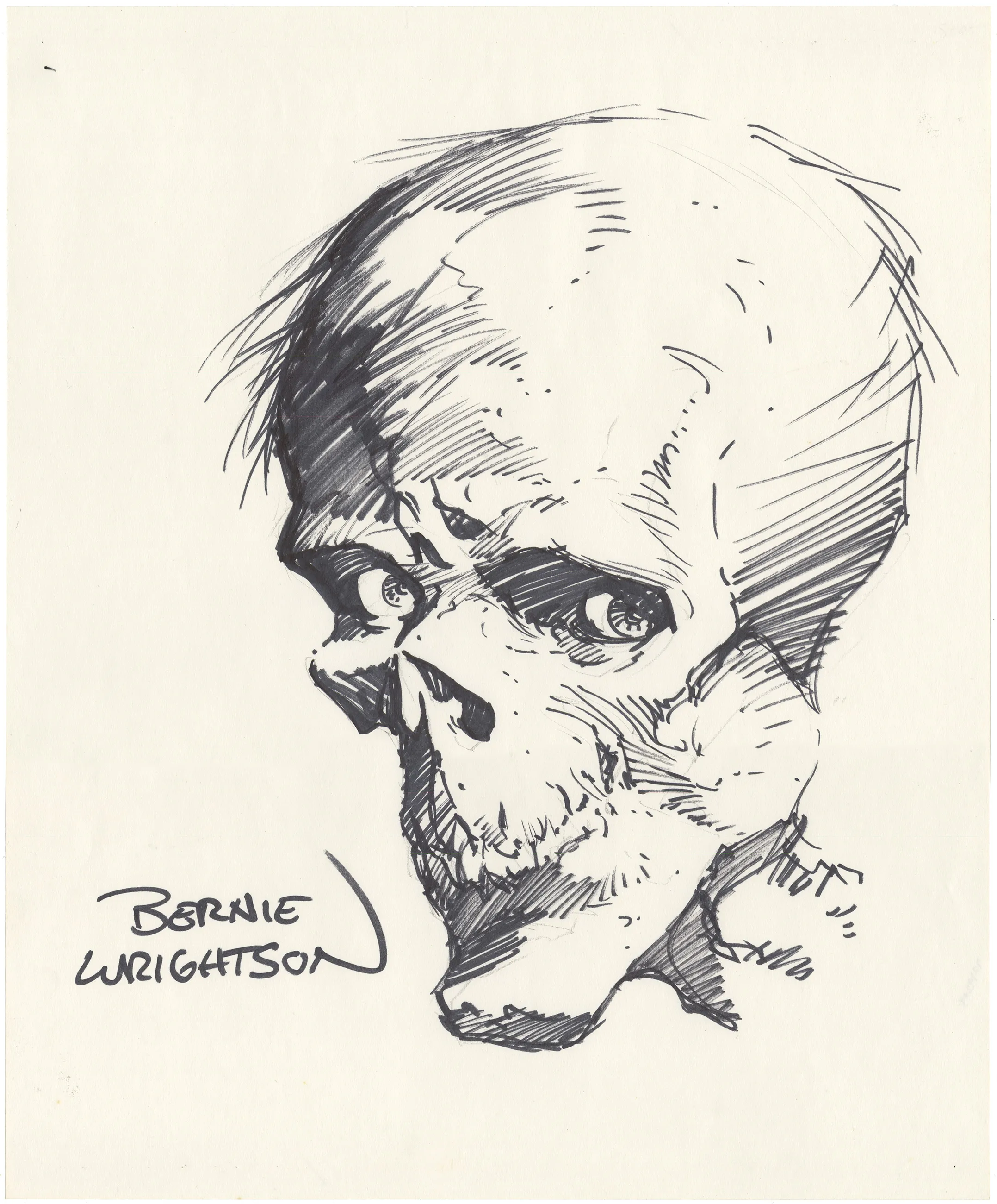 Bernie Wrightson Skull Sketch Comic Art