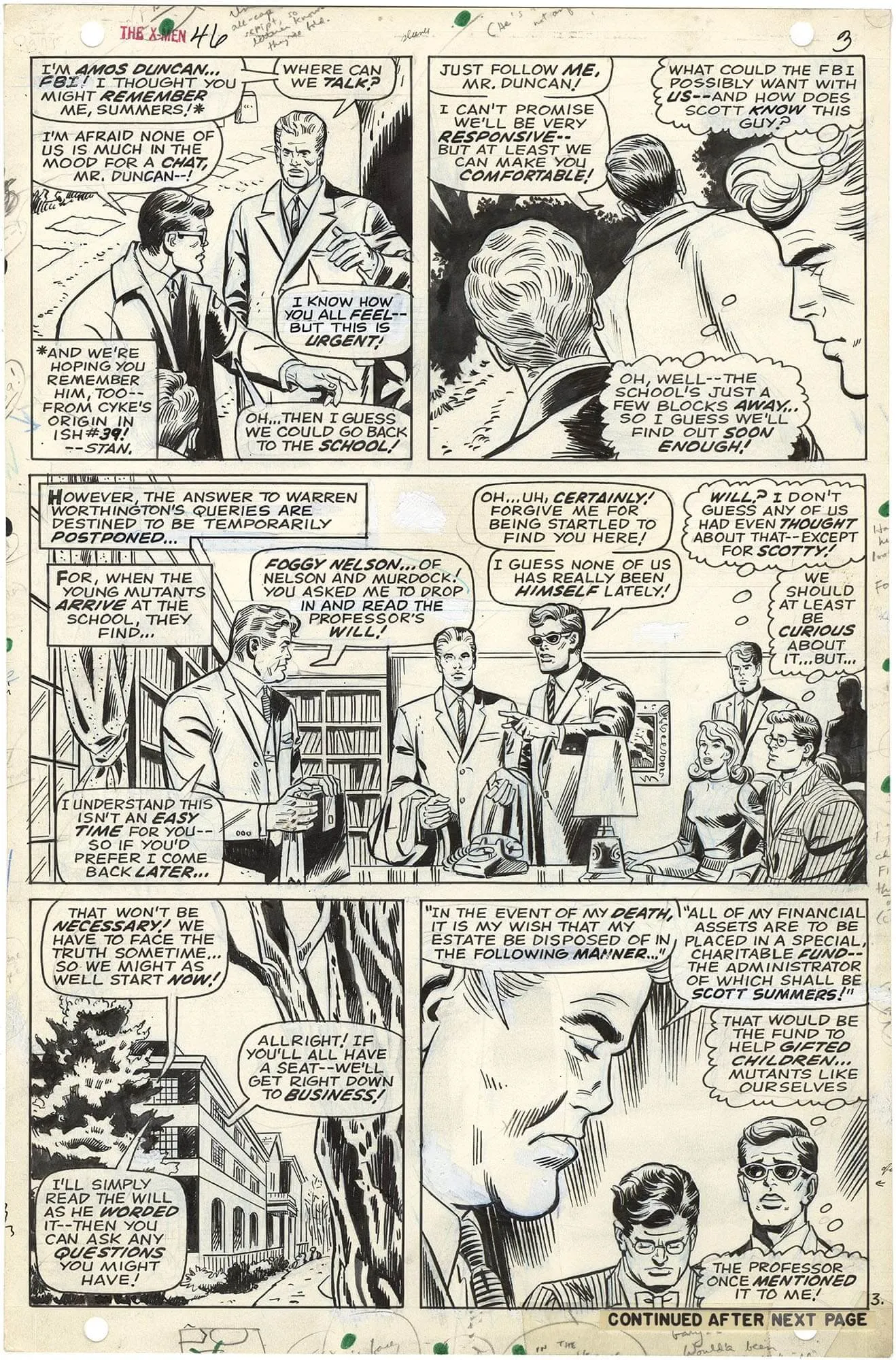 X-Men #46 P3 (Professor Xs Will) Comic Art